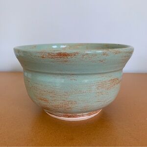 Green Ceramic Round Bowl Decorative Display Artist Signed Food Safe Handmade